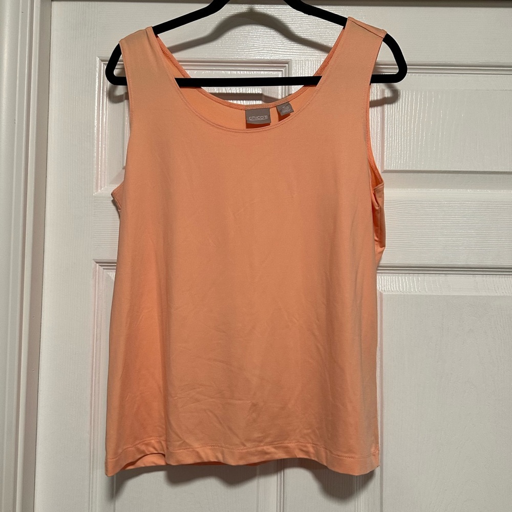 Chicos Peach Orange Super Soft Tank Top Women's L (12) Chico's 2
